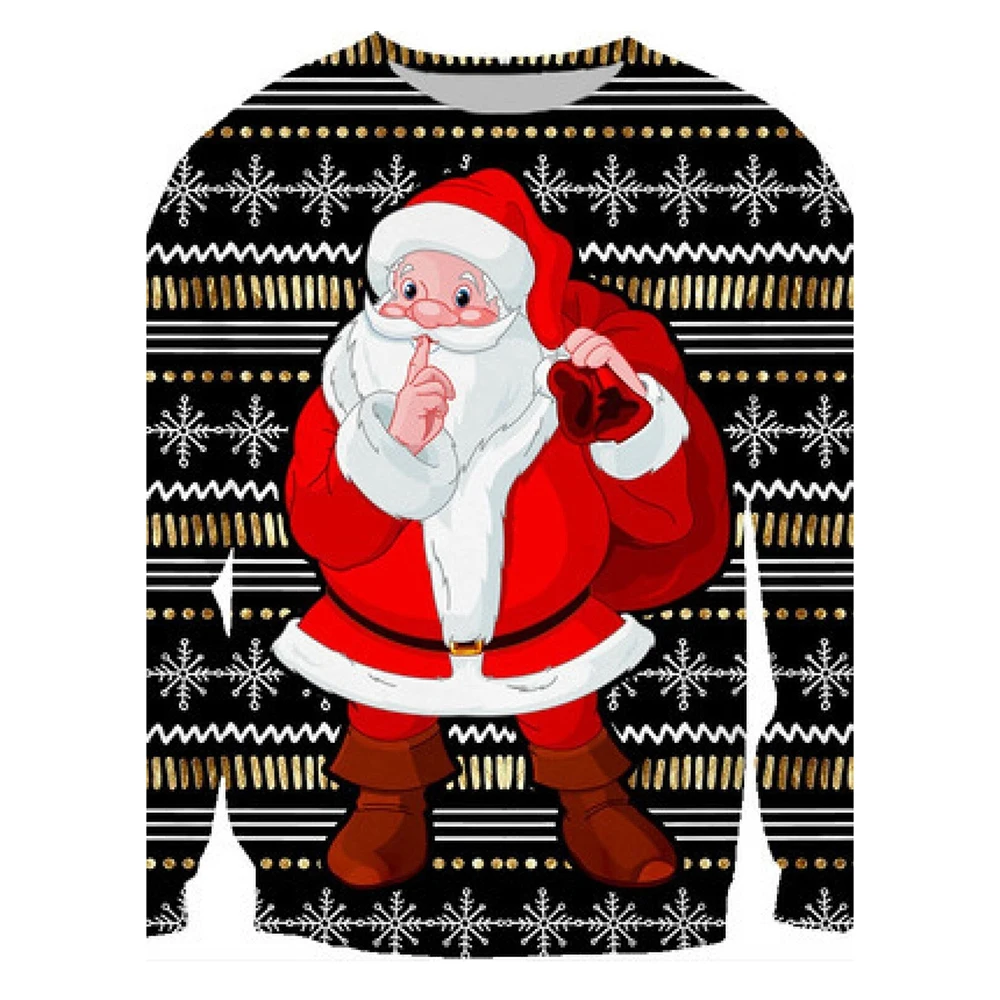 Santa Reindeer Hoodie Cartoon Comic Anime Graphics Hoodie Man Woman's Gender-Neutral Adult 3D Printed Lucky Christmas Oversized