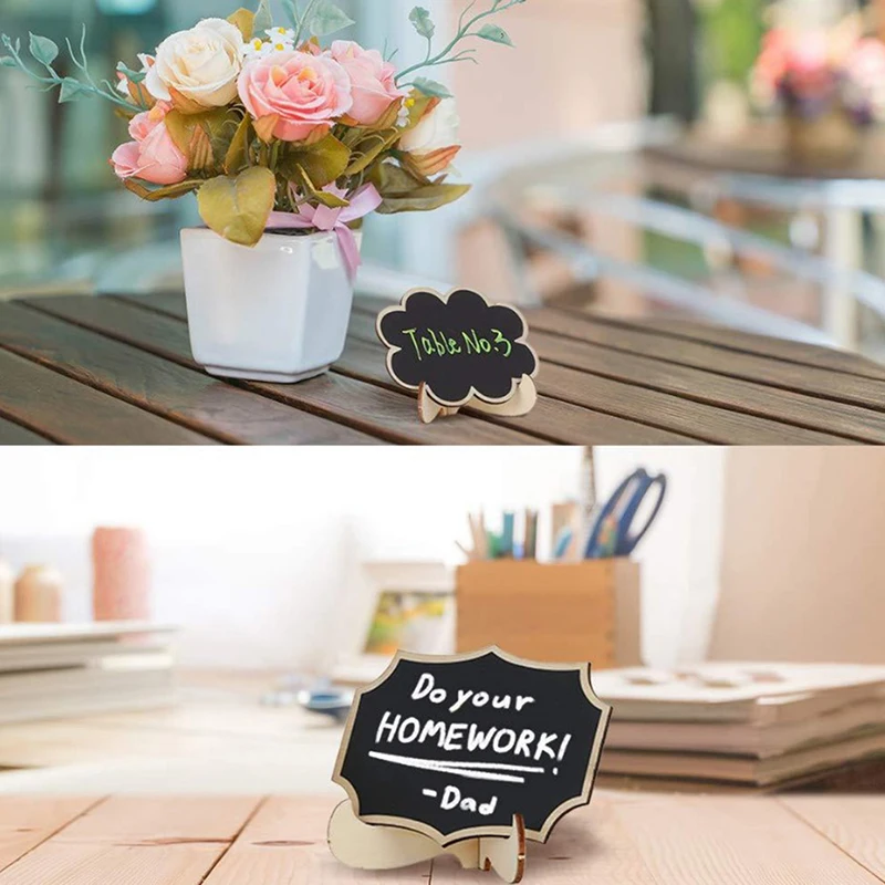 Mini Wooden Message Chalkboard, Small Notice Blackboard, Message Blackboard Stand, 6 Estilos