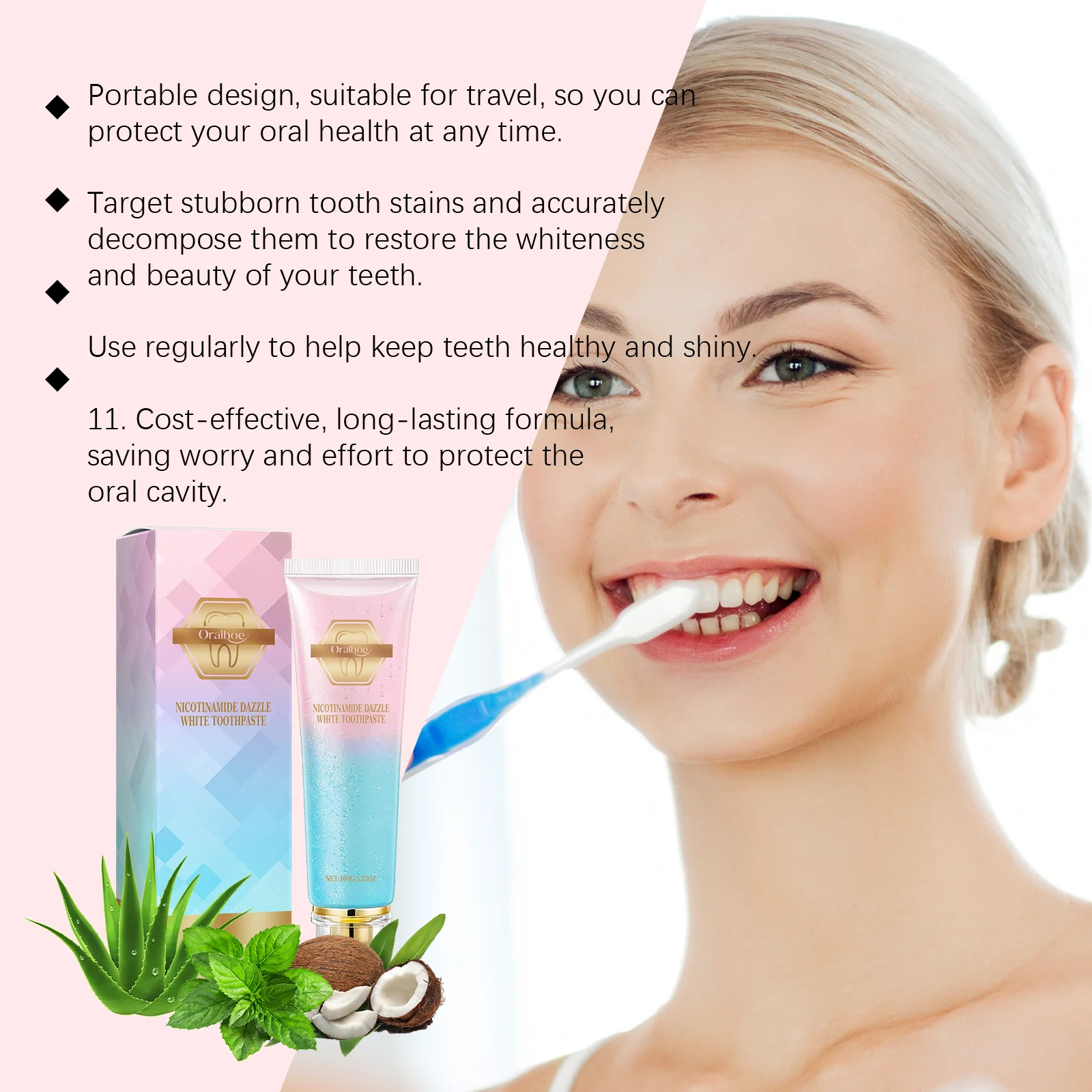 Niacinamide Whitening Toothpaste Deep Cleansing Remove Tooth Stains Fresh Breath Soothing Gums Brightening Refreshing Oral Care