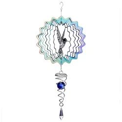 3D Hummingbird Wind Chimes Crystal Sun Catcher Stained Glass Pendant Garden Decoration Birds Wind Spinner Home Decor Accessories