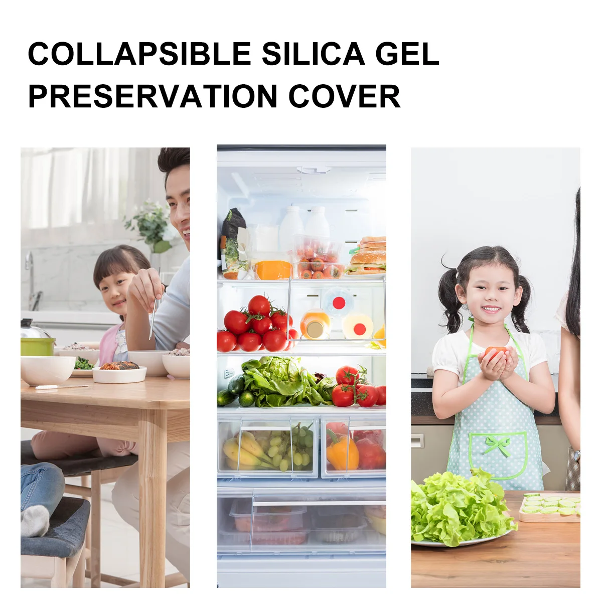 

1pc Silicone Seal Lid For Bowl Collapsible Food Cover Storage Basket Wash Fruits Vegetables Outdoor Camping Kitchen Barware