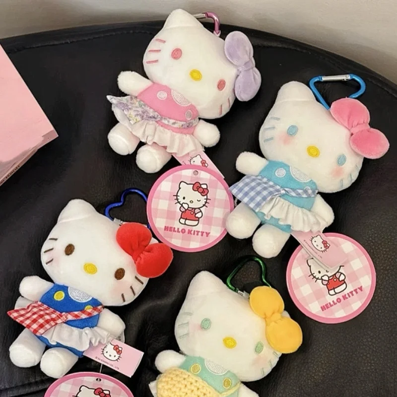 Nieuwe Cartoon Boog Kitty Pluche Sleutelhangers Leuk Katje Jurk Hoge Kwaliteit Knuffel Pop Meisje Rugzak Hanger Auto Decoratie Gift