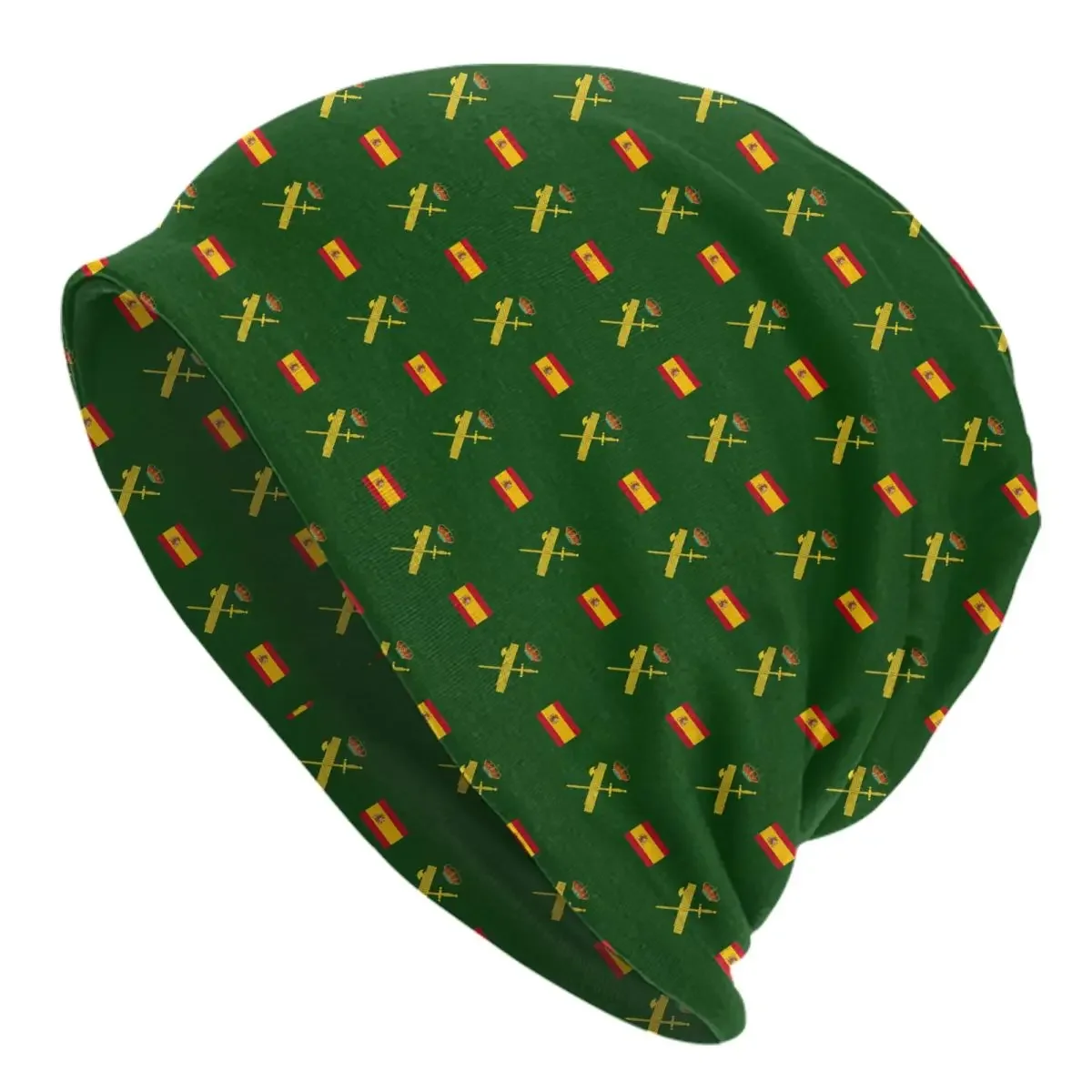 Flagge von Spanien Plus Emblem Guardia Civil Motorhaube Hut Stricken Hüte Männer Frauen Coole Unisex Winter Warme Skullies Beanies Caps