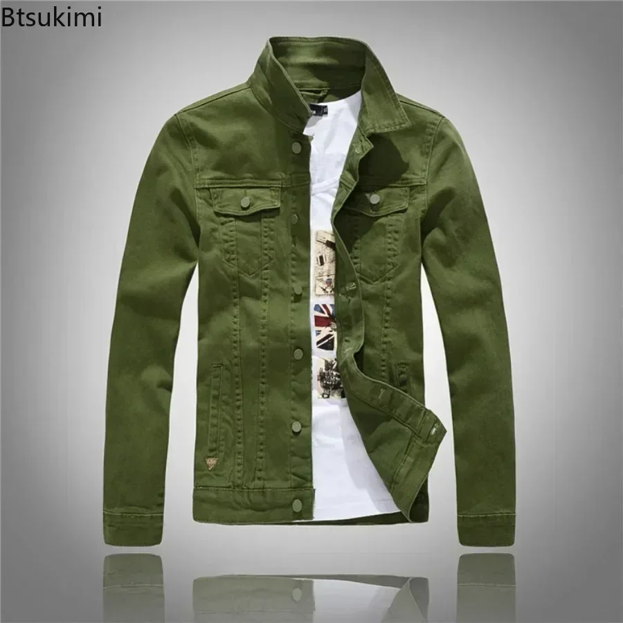 2025 Męska kurtka jeansowa Wiosna Jesień Mężczyźni Slim Denim Jacket Solid Long Sleeve Casual Outerwear Kurtka dla mężczyzn M-4XL