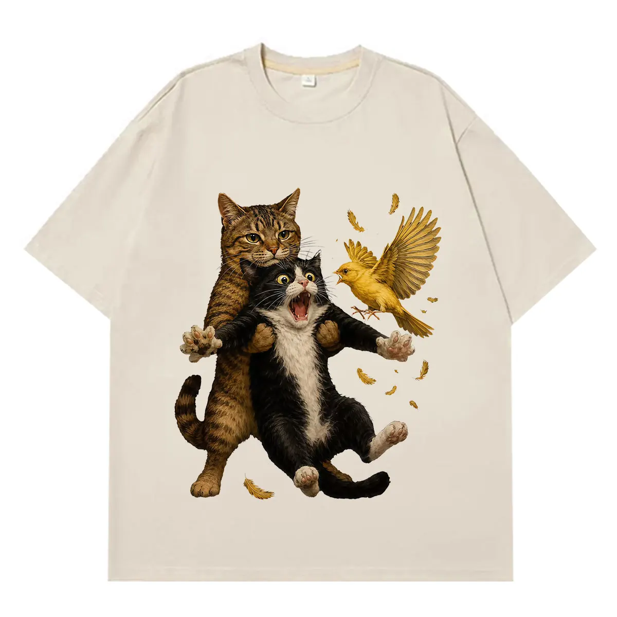 Cat Heimlich Maneuver Funny Feline Rescue Funny T-shirt Men Women Cotton T-shirts Short-sleeved Loose Casual Hip-hop T-shirts