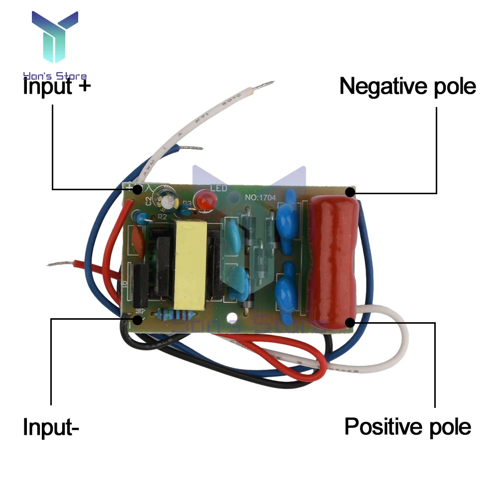 1Pcs DC 3-4.2V to 2000V Booster Step Up Module Arc Pulse DC Motor with High Voltage Capacitors Power Supply Module 2A 41.5*26mm