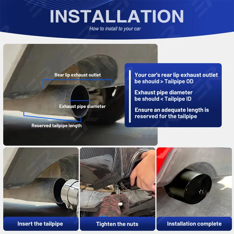 ER Upgrade Exhaust Tip Car accsesories Honeycomb matte black Stainless Muffler for Golf GTI MK7 Tail Tips Modify ER LOGO