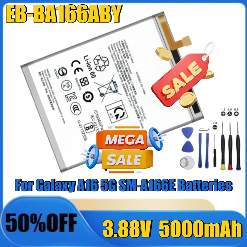 

Для Galaxy A16 5G SM-A166E аккумуляторы новый высококачественный сменный аккумулятор 5000 мАч 19,4 Втч EB-BA166ABY аккумулятор