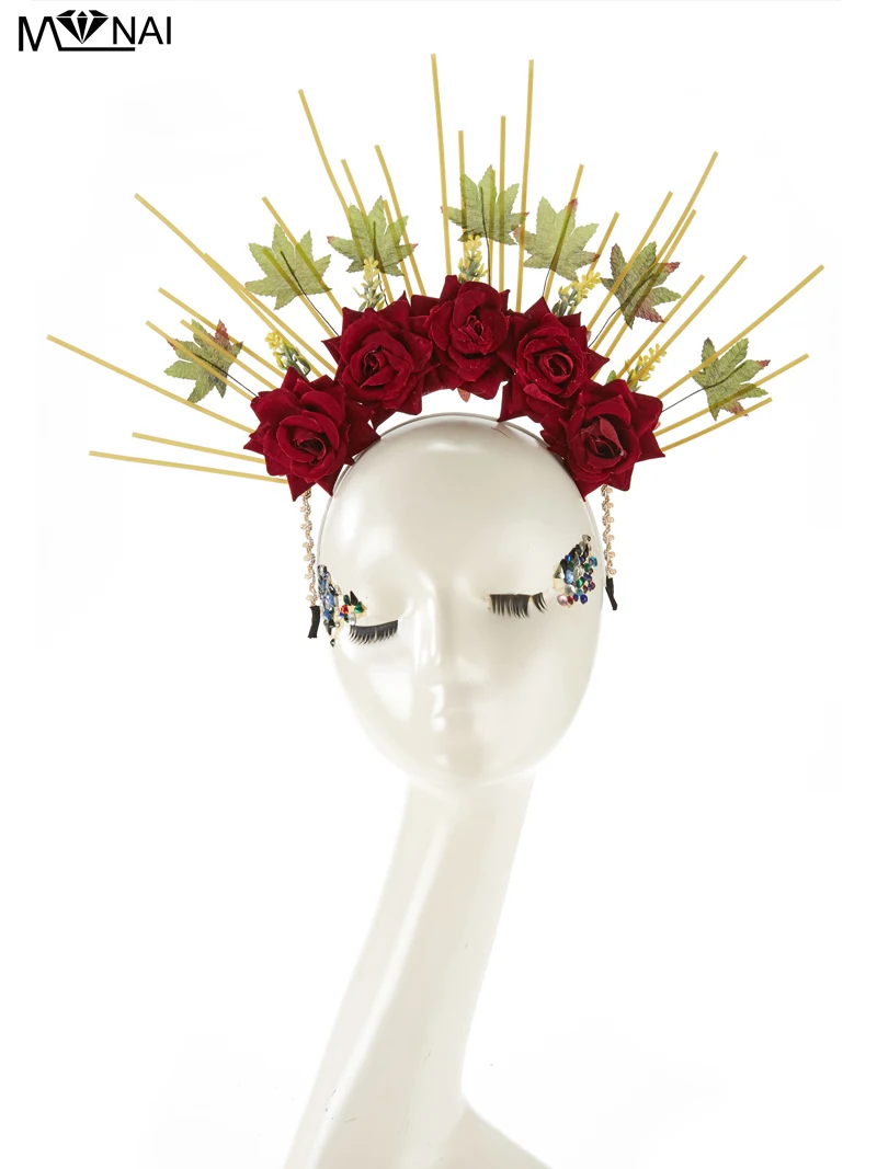 고딕 로즈 헤일로 머리띠 플라워 크라운 여신 헤일로 헤어 밴드 로리타 애니메이션 할로윈 코스프레 헤드 피스