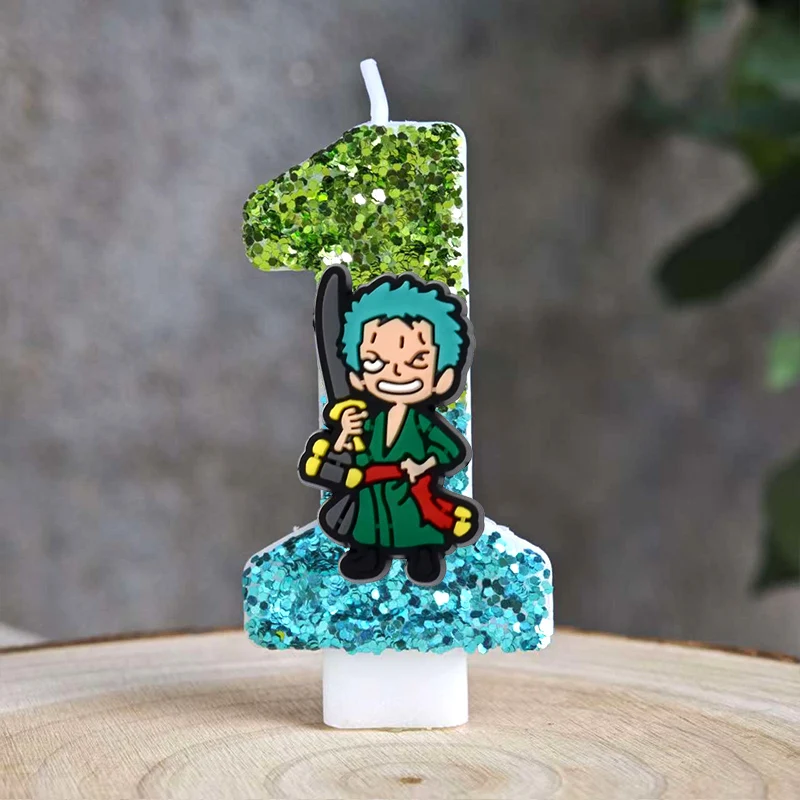 Hot One Piece Theme Candle Number 0-9 Luffy Candle Cake Decoration Birthday Party for Kids Baby Shower Toy Gifts