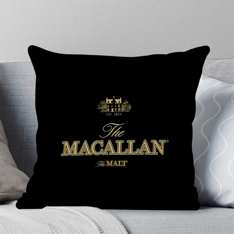 Pillowcase Throw Pillow Cushion Covers Home Living Room Sofa Couch Seat Macallan Whiskey brand logo Fashion Pillow cover Decor