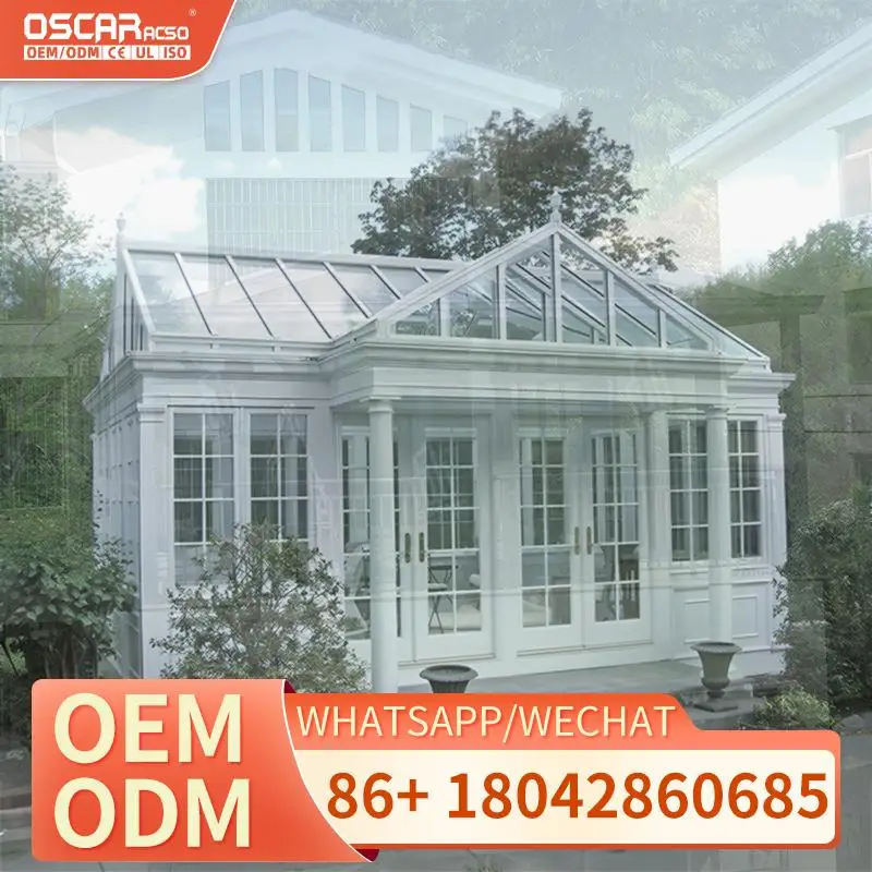 تصميم حديث لفيلا Sunroom الجاهزة مع إطار من سبائك الألومنيوم وصب سقف مثلث في الهواء الطلق من الألومنيوم الزجاجي لمتعدد