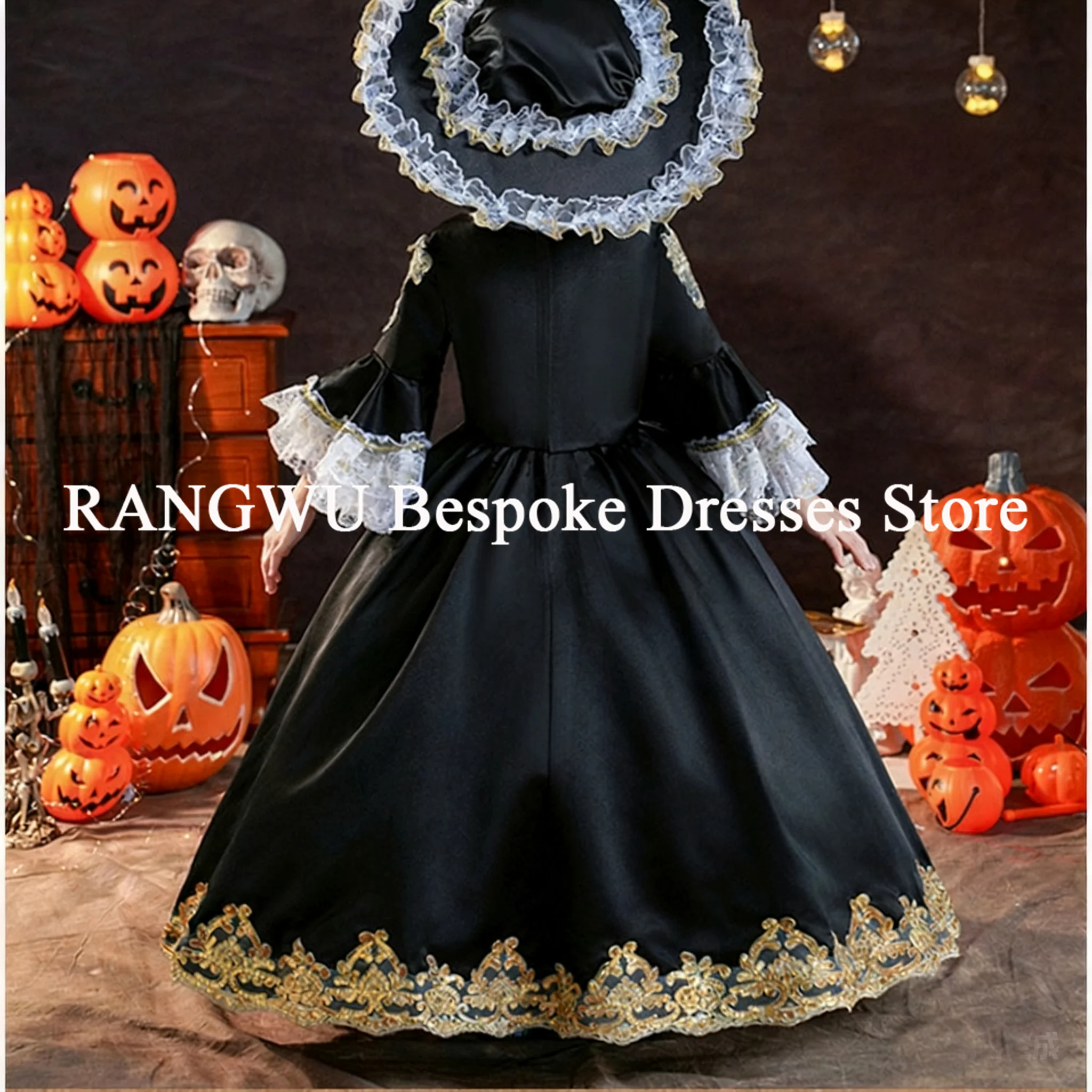 فستان الأميرة للفتيات مخصص مزين بحفلات الهالوين وأعياد الميلاد وأكمام طويلة للأطفال لحفلات الزفاف