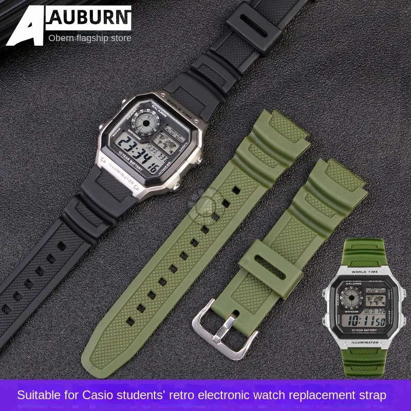 

Rubber Strap for Casio AE-1200WH 1300WH 1000W W-216H SGW500 F-108WH Stainless Steel Buckle 18mm Band AE-1000W Watch Accessories