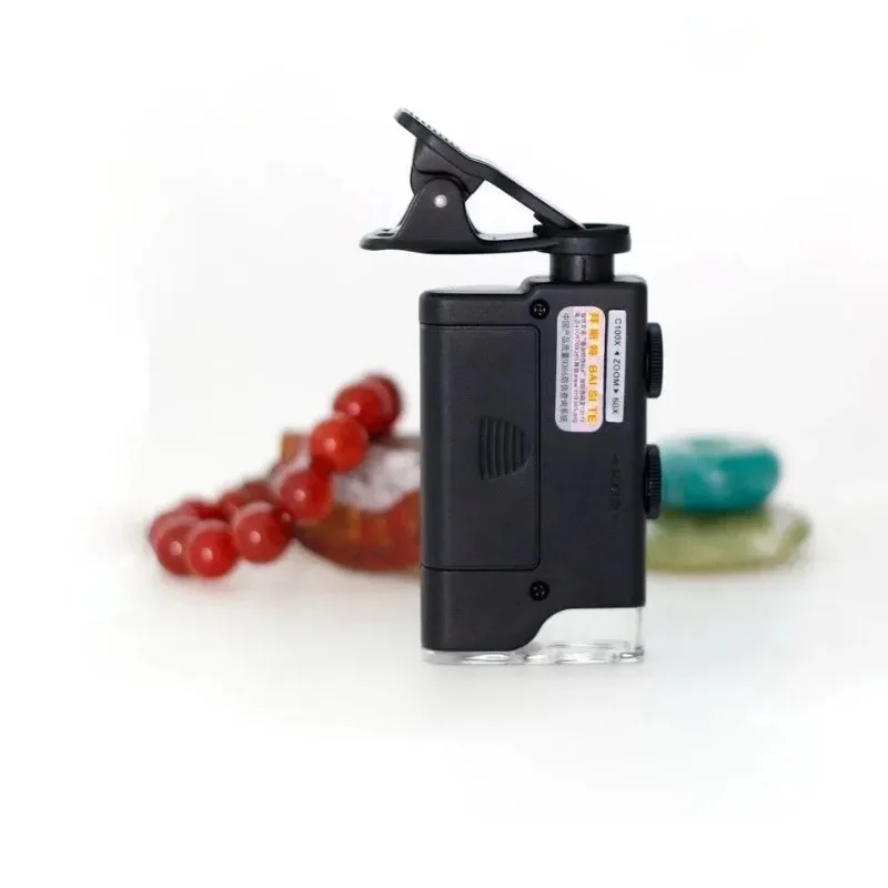 

Portable Universal 60x -100x Zoom LED Illuminated Monocular Mini Mobile Phone Digital Microscope Camera Tools Microscopio
