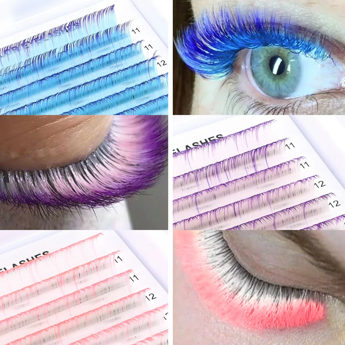 ARISON gradiente azul púrpura blanco rosa extensión de pestañas pestañas de colores ombré volumen Individual esponjoso pestañas clásicas