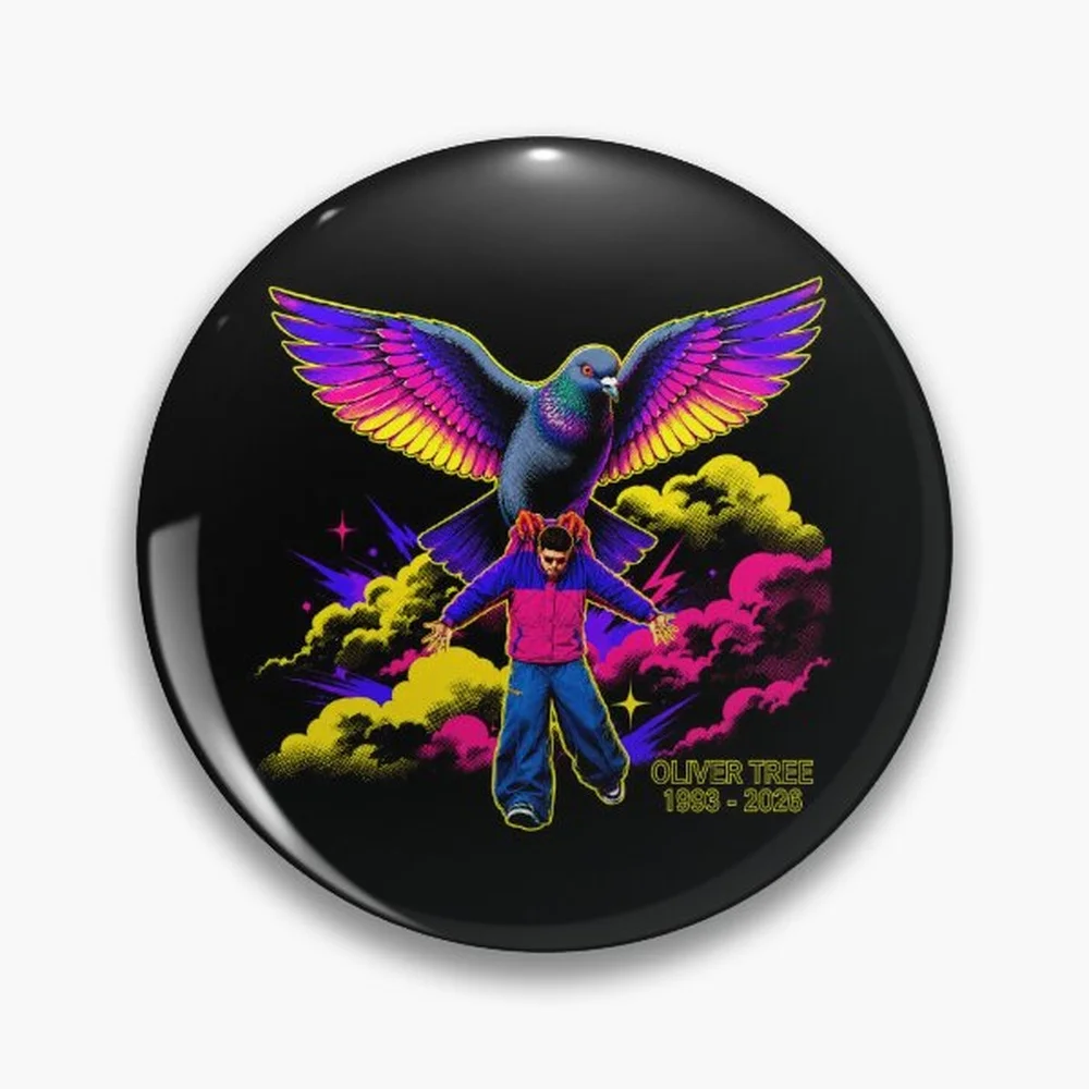Oliver Tree Rest In Peace 1993 to 2026 Memorial - In loving memory OT Pin Holographic Star Heart Pin Brooches Laminated Button F
