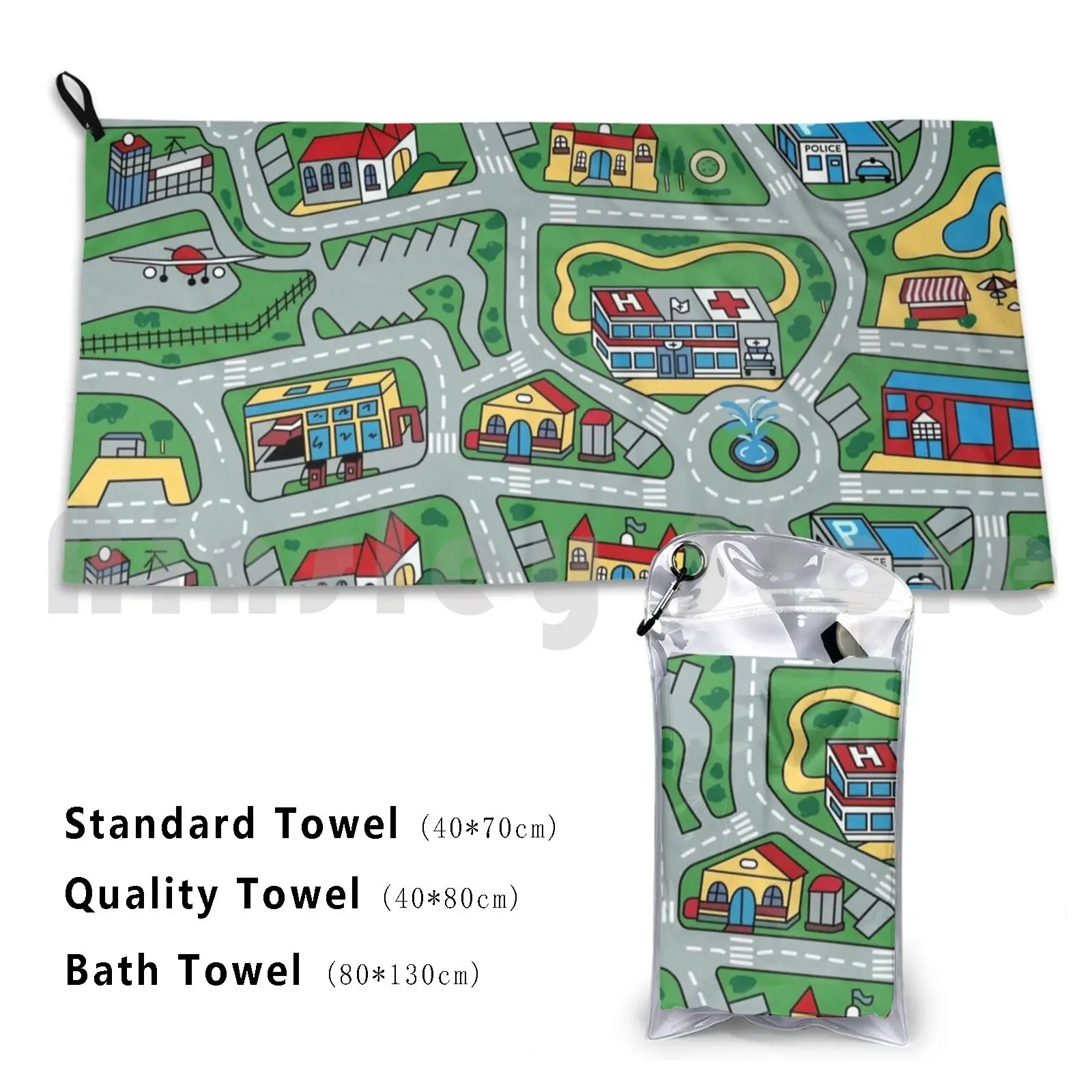 Car City Road 90s Nostalgic Toy Custom Towel Bath Towel 90s Kids Remember Nostalgia Nostalgic