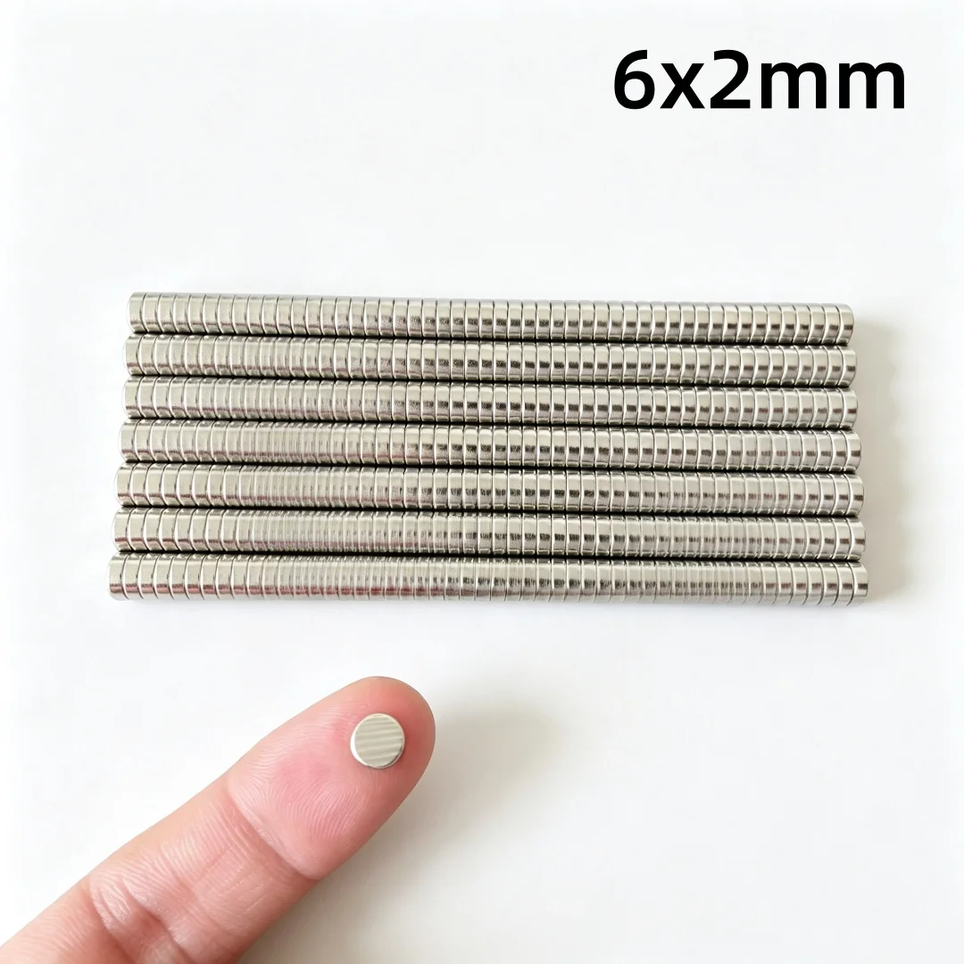 Image of 100 Stück 6x2mm Starke Runde Magnete für Kühlschrank, DIY, Bau, Wissenschaft, Handwerk, Bildung