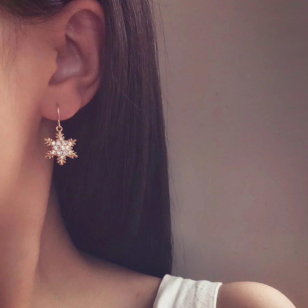 

1Set Zircon Necklace Earring Set Rose Gold Christmas Snowflake Jewelry Elegant Party Gift Accessories Necklace Earring Jewelry