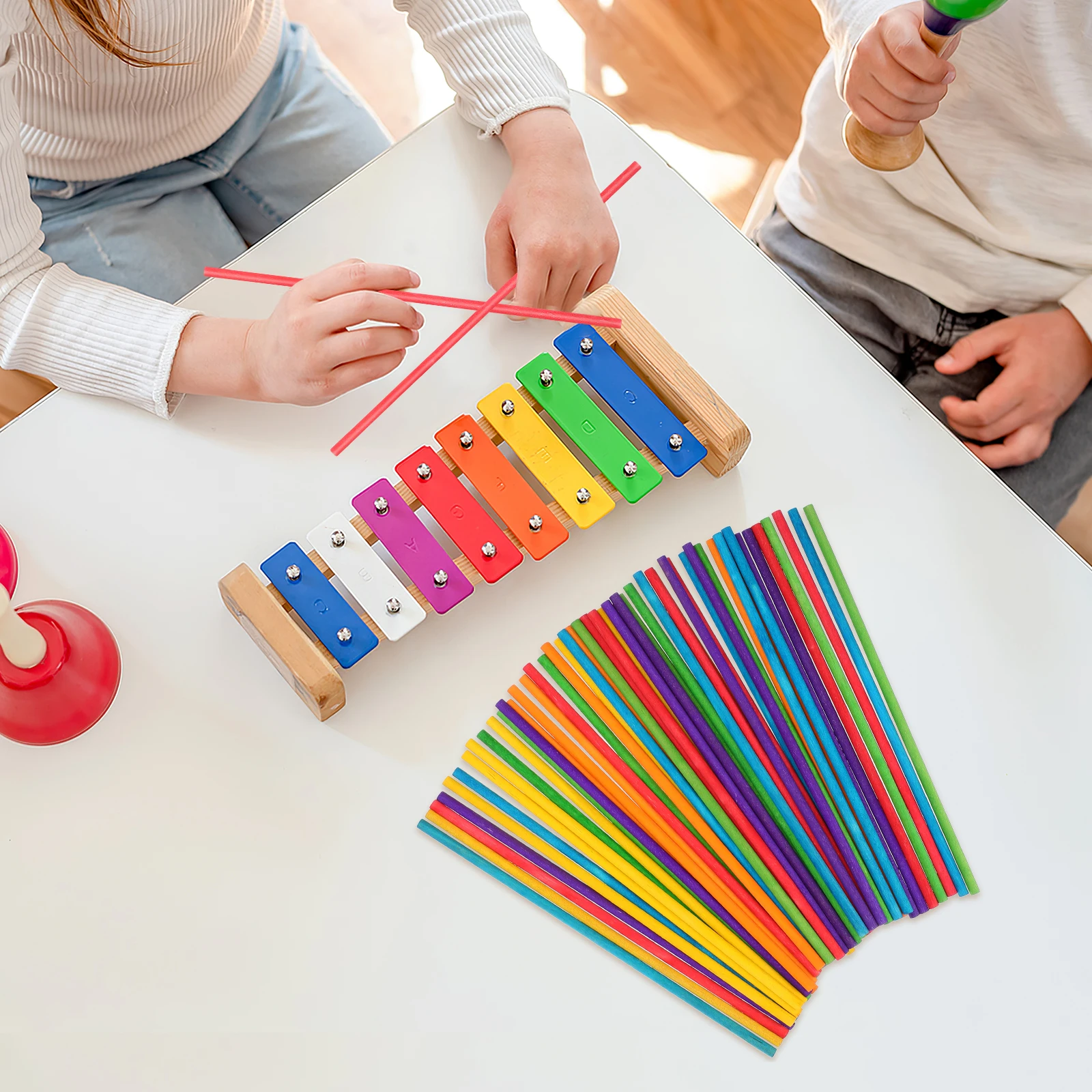 50-teiliges Holzstab-Set, Rhythmen-Sticks, Kinderinstrument, Musik, Beat, Hand, Schlaginstrumente, buntes Musikspielzeug für Kinder