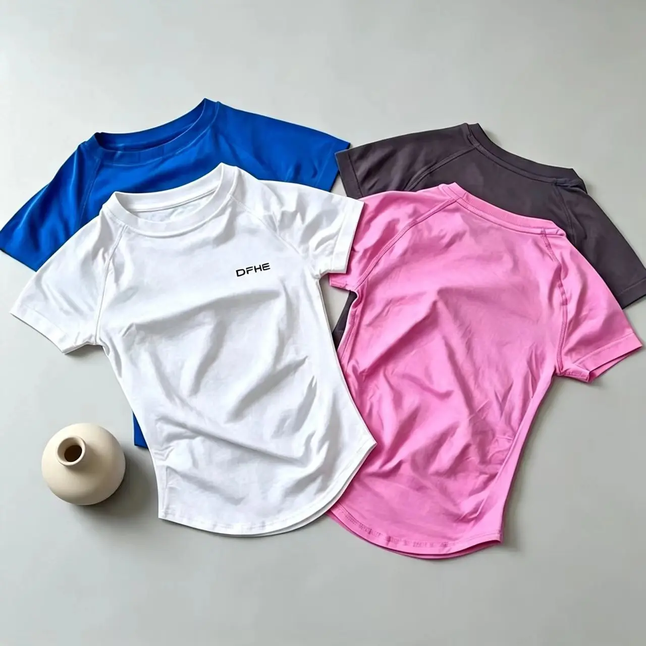 DFHE Women Elastic Slim Short Sleeve T-Shirt, Soft Breathable Casual Top for Gym Yoga Jogging Fitness Daily Wear