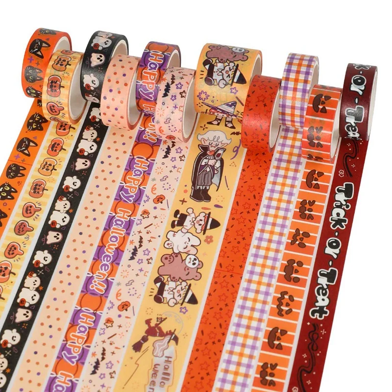 Halloween Holiday Washi Tape - Cute Orange Washi Tape Set, Perfect For, DIY Crafts, Planner, Scrapbook, Gift Packaging