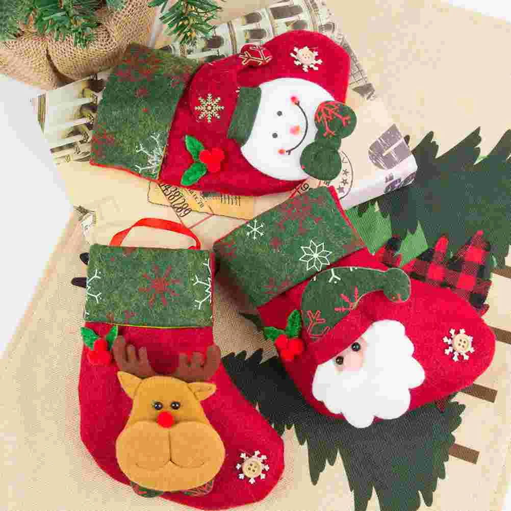 12 pçs meias de natal decorações de presente armazenamento de doces meia ornamento meias adorável pingente acessório