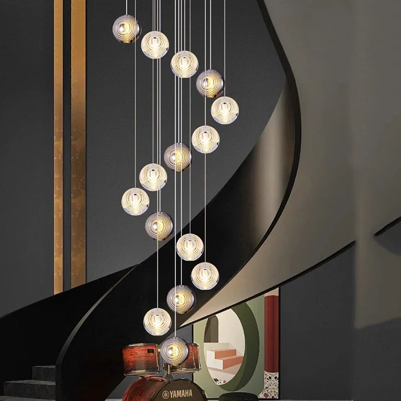 Imagem -04 - Modern Crystal Chandelier For Home Decoration Stair Pendant Lamp Living Room Pendant Lights Iluminação Interior