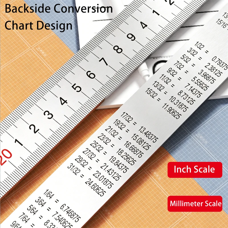 Precision Straight Edge Rule Steel Metal Ruler 150/200/300mm Metric Imperial Measuring Tool for 3D Printing Leather Sewing Craft