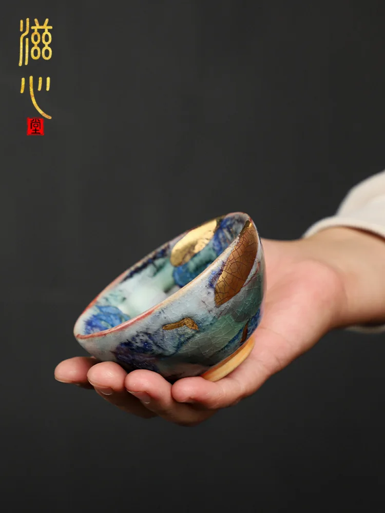 High-End Japanese-Style Donao Painting Cup Zhi Wild Burning Glazed Firewood Handmade Misty Style Single Tea