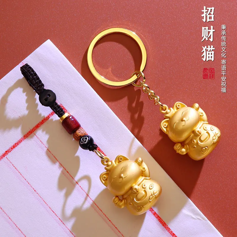 

2PCset Guochao Lucky Cat Keychain Customized Fortune Safe Fortune Mascot merchandise National Style Souvenir Pendant