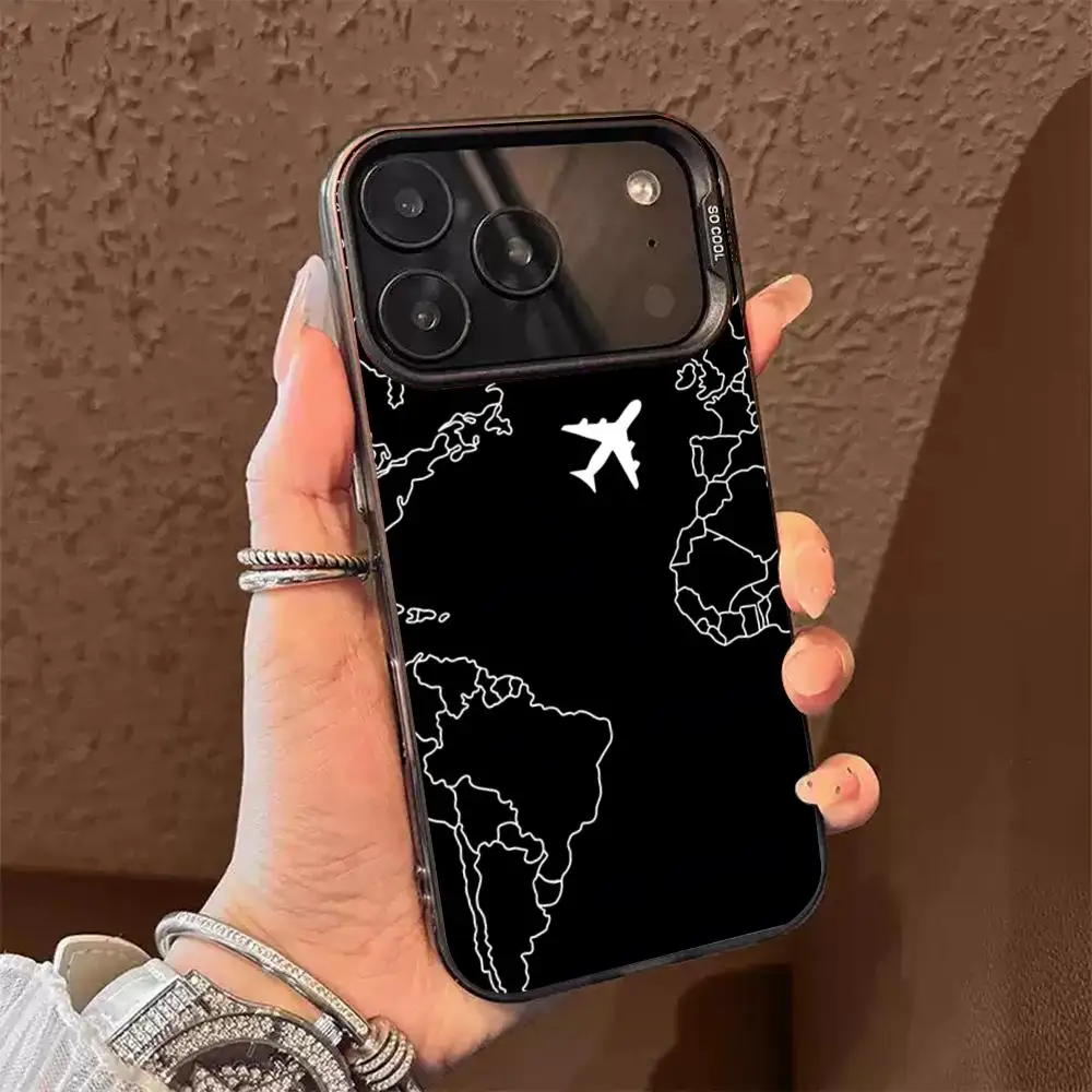 Aircraft route design Hot Phone Case For lMDColor Silver Shell For lPhone 18 17 16 e 15 14 13 12 11 Pro Max Plus - view 3