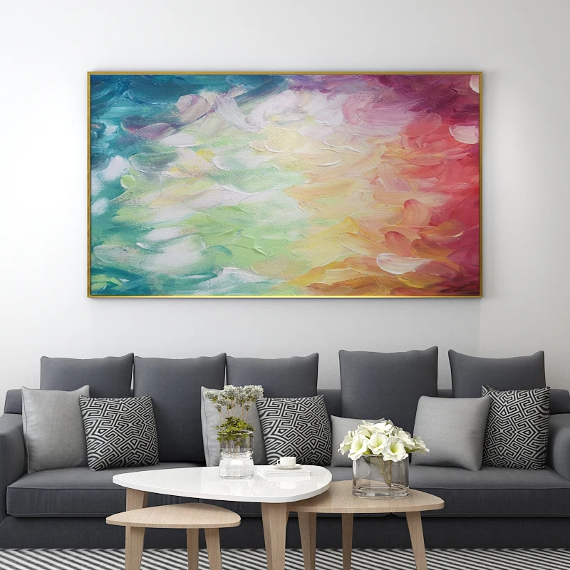 Handmade Abstract Art Colorful Oil Painting On Canvas Living Room Restaurant Decorative Hotel Modern Hanging Mural Frameless