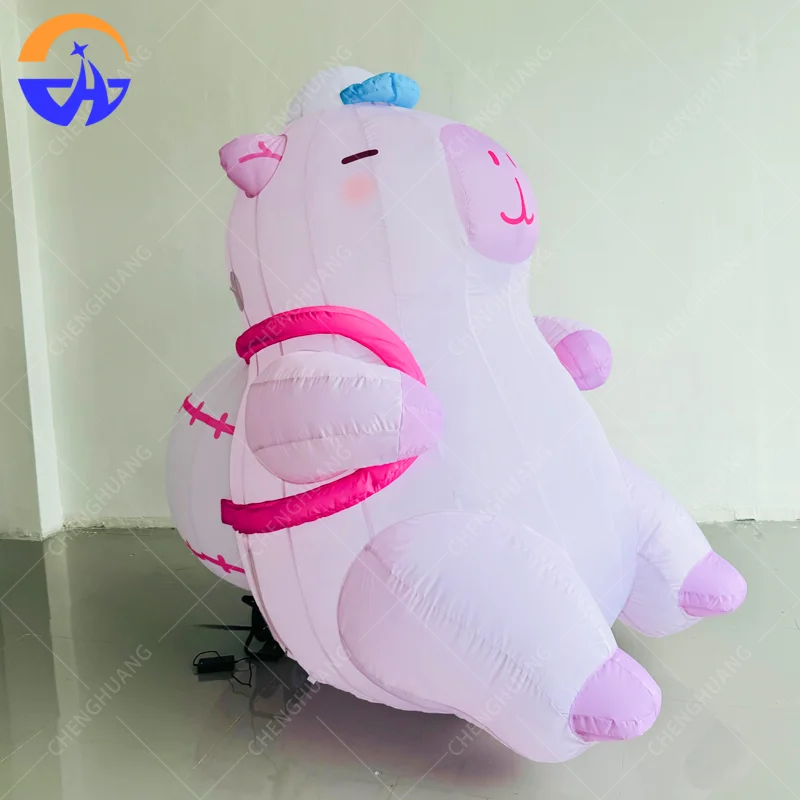 Customized Inflatable Cute Cartoon Guinea Pig Backpack Prop, Animal-themed Advertising Event Decor for Outdoor Malls