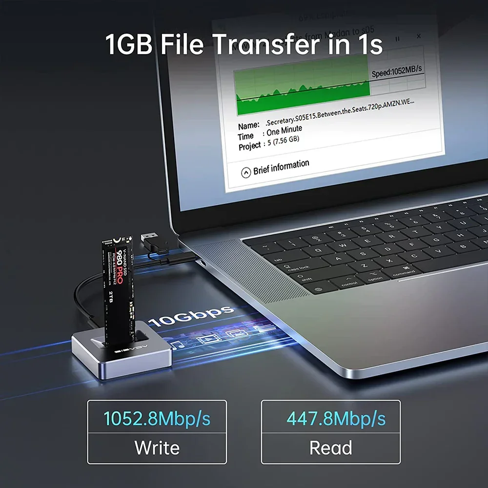Base SSD Acasis 10 Gbps M.2 NVMe/SATA Type-C para Windows e MAC