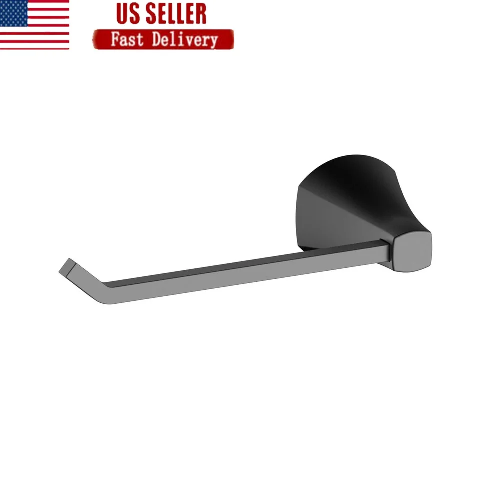 

Wall Mount Toilet Paper Holder Matte Black Finish Simple Flare Style Bathroom Accessory Modern Design Hardware Included