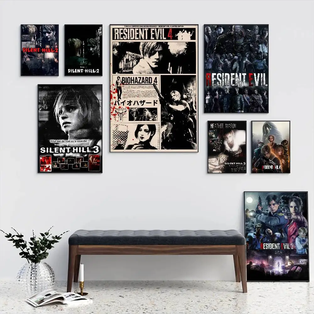 R-Resident-Evil Game Anime Posters Sticky Fancy Wall Sticker For Living Room Bar Decoration Room Wall Decor