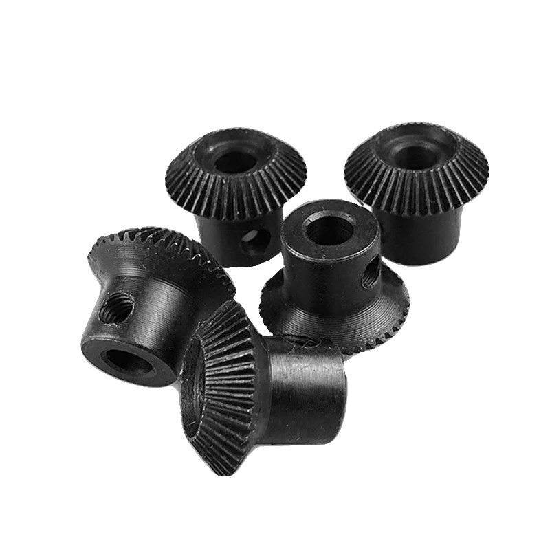 Cnc Angle Gear Blackened Transmission Parts Cone Bevel 90° Metal Grinder Gears Rack Wheels 45 Steel Fixed Sawtooth 0.5M30T Motor