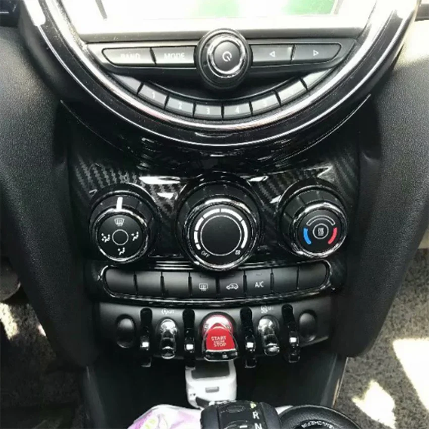 For Mini F55 F56 F57 Car Dashboard A/C Air Condition Switch Adjust Button Cover Interior Accessories Styling Carbon Fiber Style