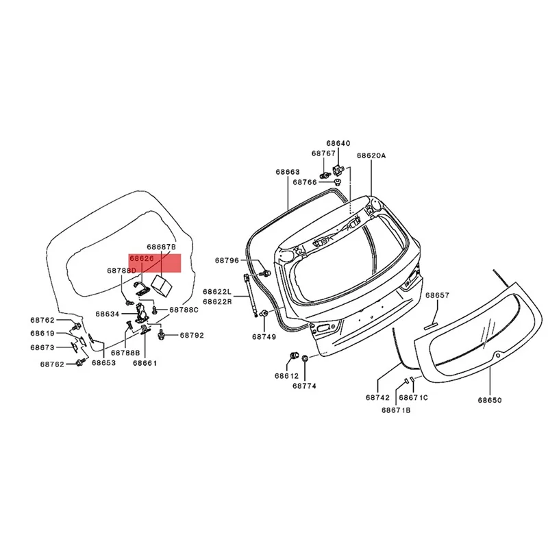 AY03-3Pins 2 Tombol Sakelar Pembuka Bagasi Mobil Sakelar Boot untuk Mitsubishi ASX 2012-2020 5810A092