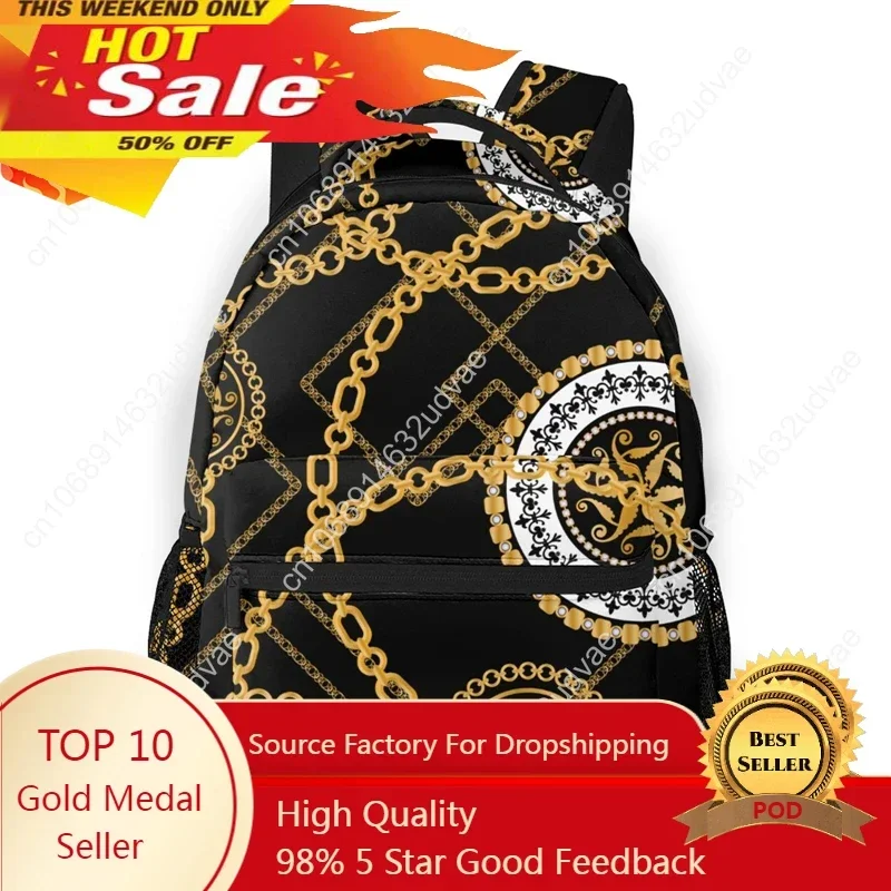 

Golden Floral Baroque Pattern Backpack Women Shoulder Bag For Teenage Girls Boho Bagpack Female Ladies School 2021