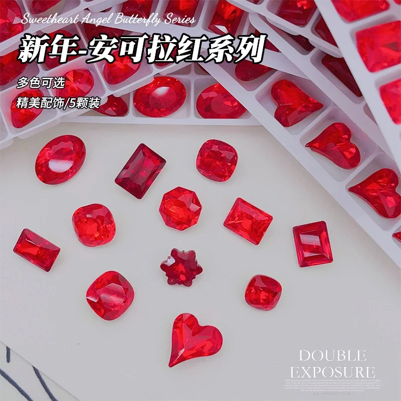 K9 Crystal Saim Red Series Shaped diamonds Pointed bottomed Gems Used for earrings necklaces Nail Jewelry accessory