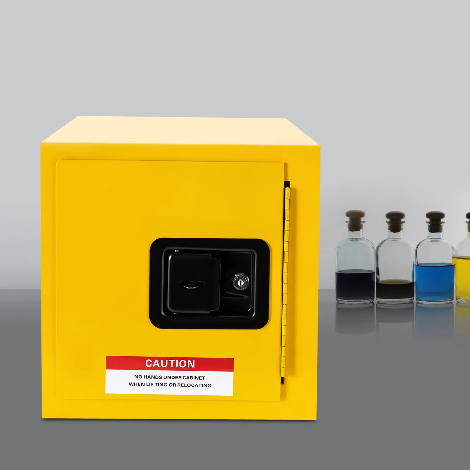 2-Gallon Safety Cabinet for Flammable Liquids Hazardous Storage Bin Leak-proof with Hinges Flammable Signs for Laboratories, Hospitals, Research Institutes, Workshops, Chemical Plants, Factories