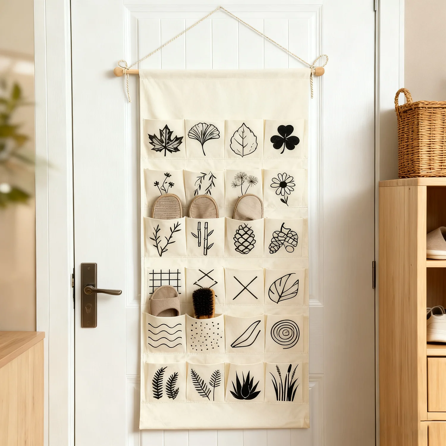 

24 Pockets Customizable Canvas Wall Hanging Storage Bag Suitable For Any Wall And Behind The Door To Store Items Room Decoration