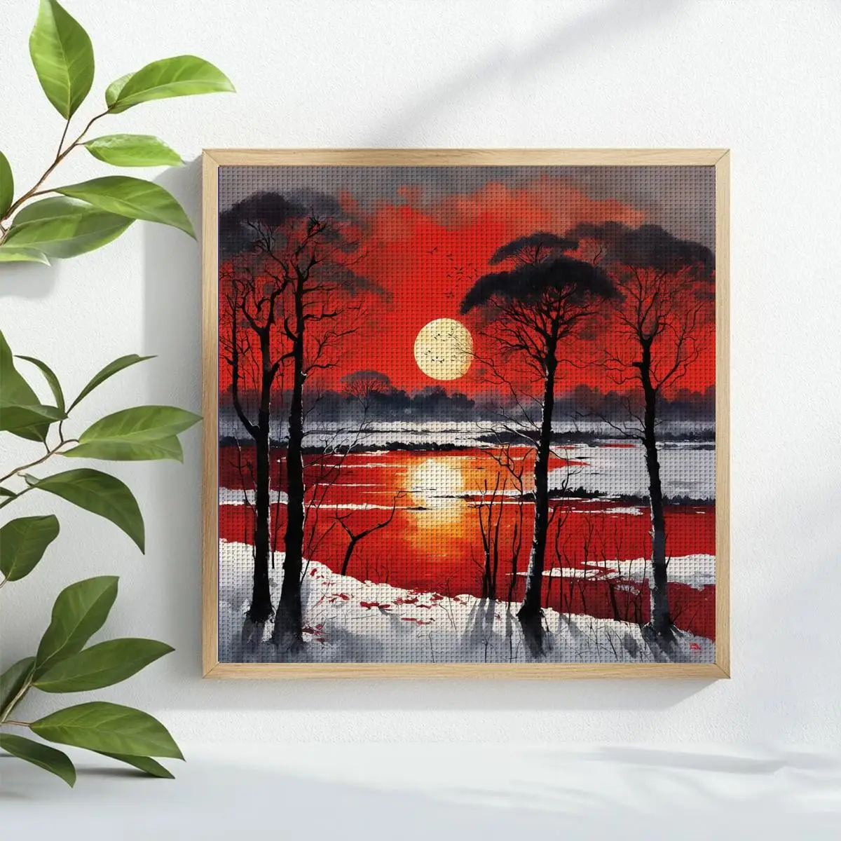 1 Stück 40X40CM/15,74 Zoll Sonnenuntergang gestempeltes Kreuzstich-Set DIY-Set 11CT/14CT DIY Stickset Zubehör für Kreuzstich-Set – Detail 1