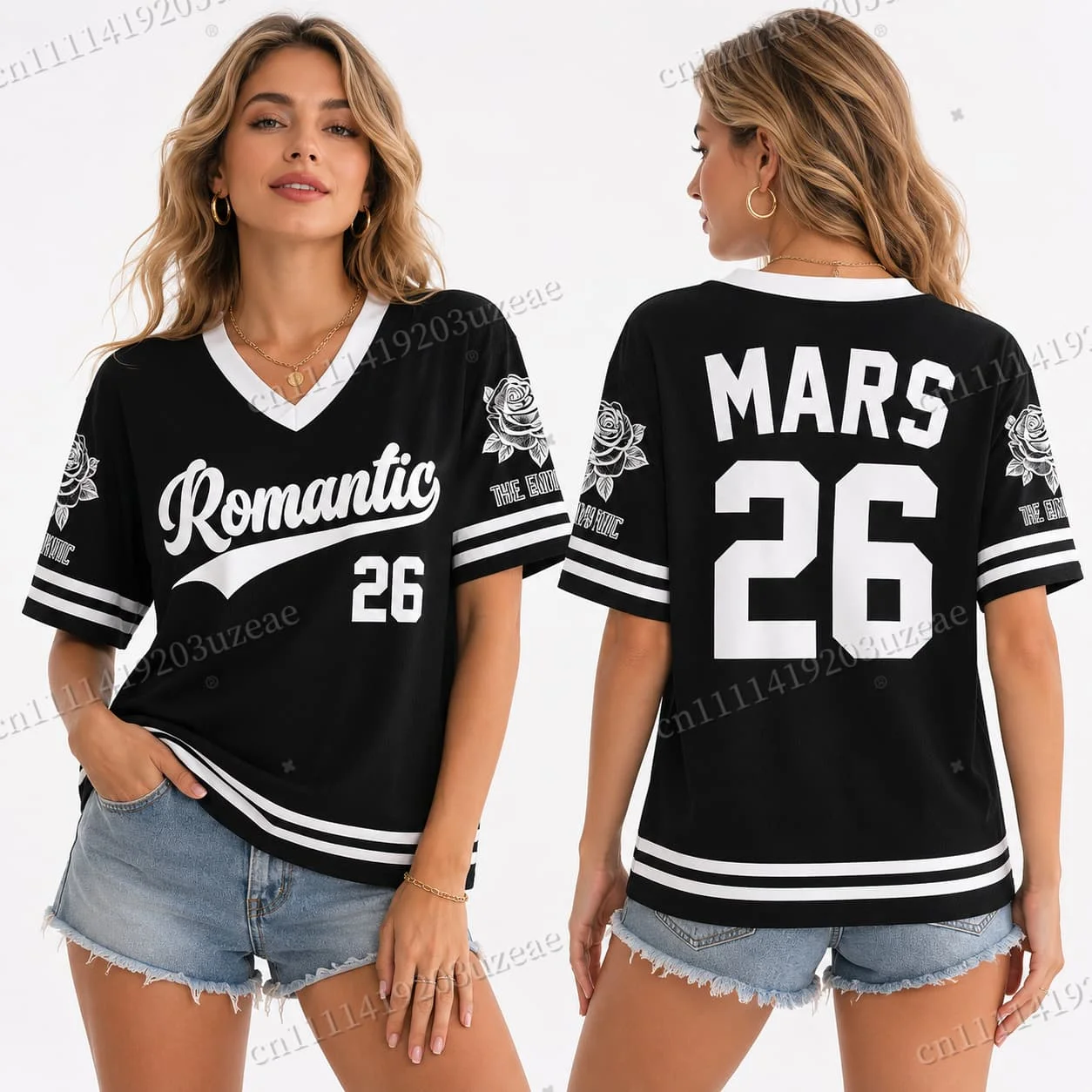 Romantic Tour Football Bruno Mars Concert Tshirt Men Women Pop Music Fan Gift Summer Quick Dry V Neck Top Fashion Streetwear