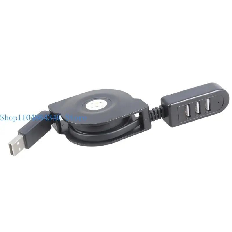 652F Retractable USB2.0 Splitter Cable With 3 Port Charging and Data Transfer 1.1M