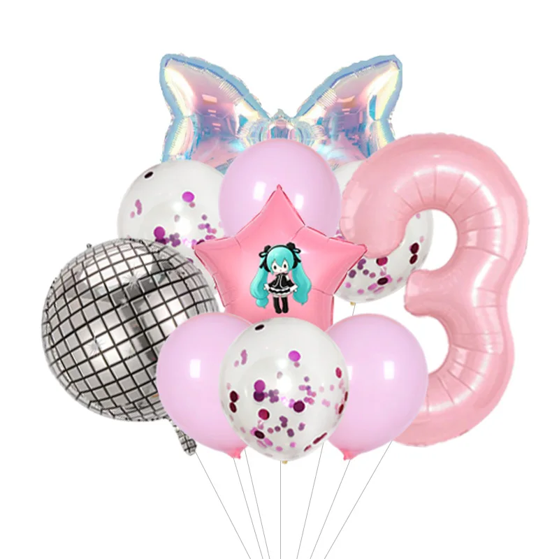 Hatsune Miku Sakura Miku Themed Balloon Bouquet Pink Blossom Foil Mylar for Spring Anime Birthday Party Decor view 4
