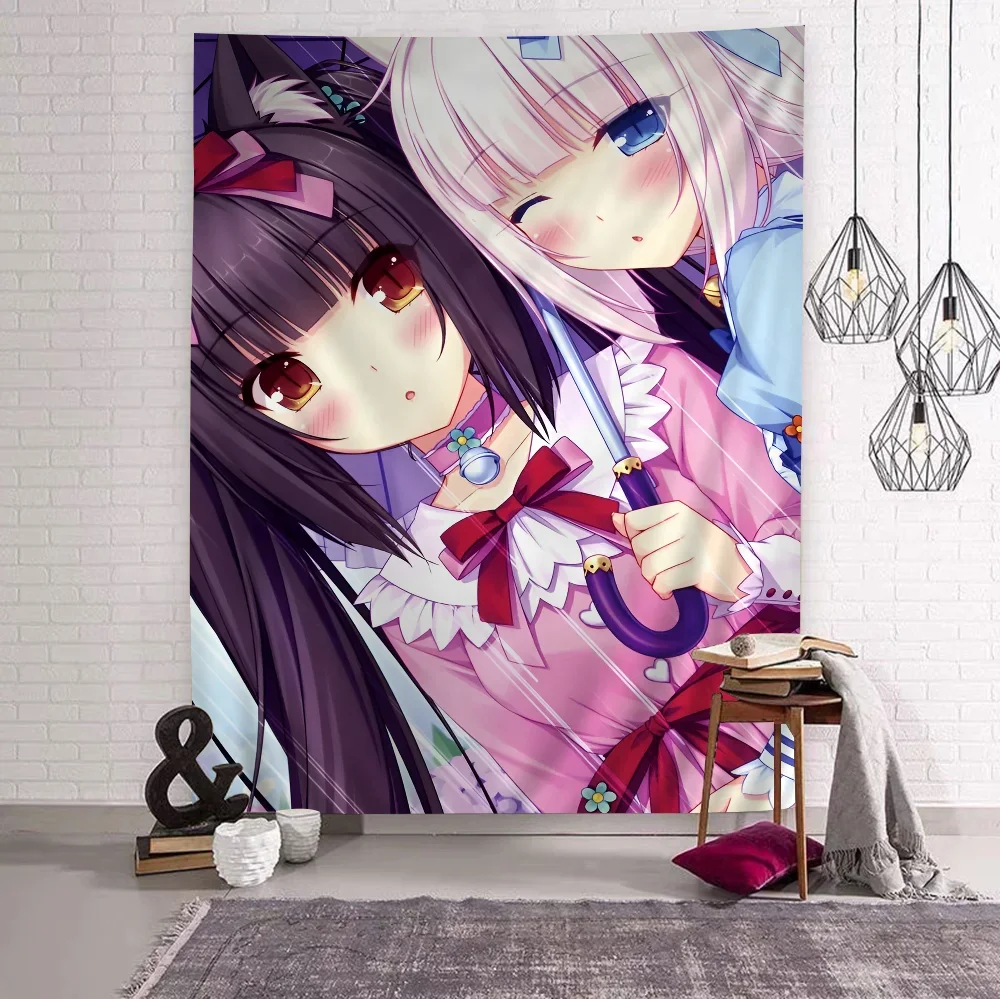 Anime Nekopara Chart Tapestry Art Science Fiction Room Home Decor Cheap Hippie Wall Hanging